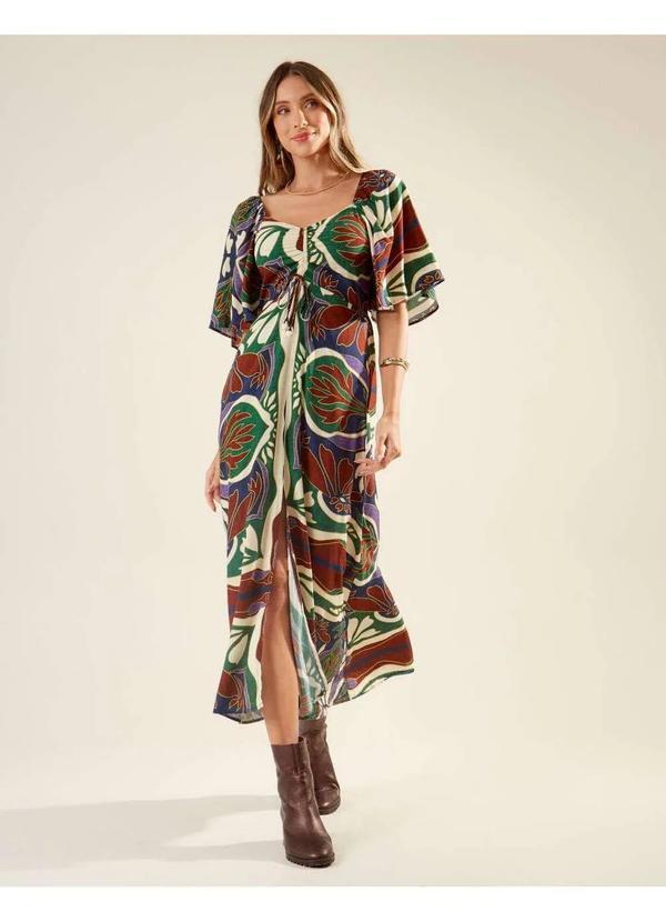Zinzane - Vestido Zinzane Feminino New Longo Estampado Lenco Laila Azul