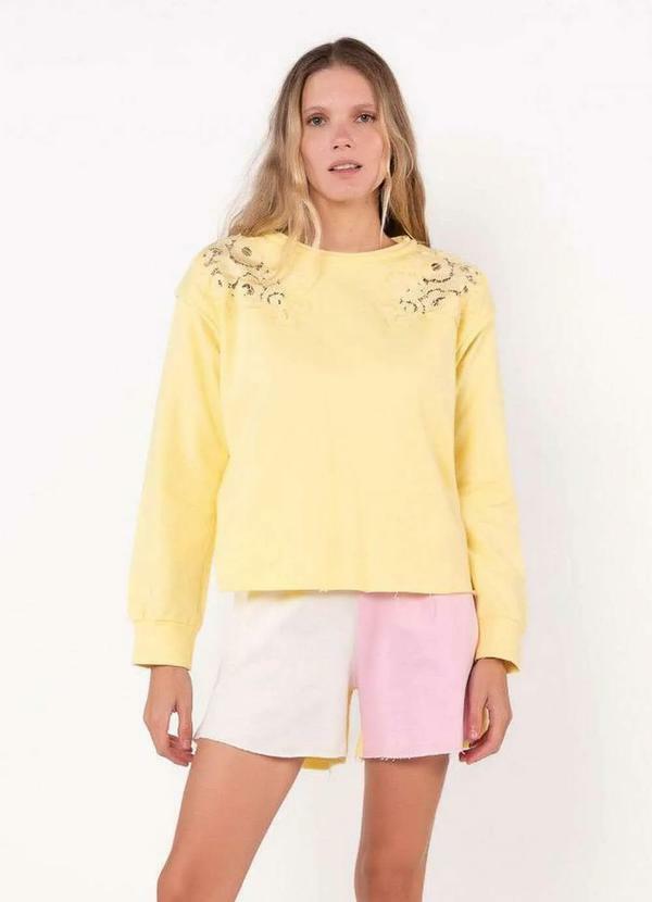 Lamis - Blusa Moletinho Guippir Floral Amarelo 3