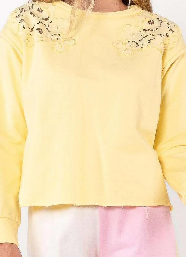 Lamis - Blusa Moletinho Guippir Floral Amarelo 2