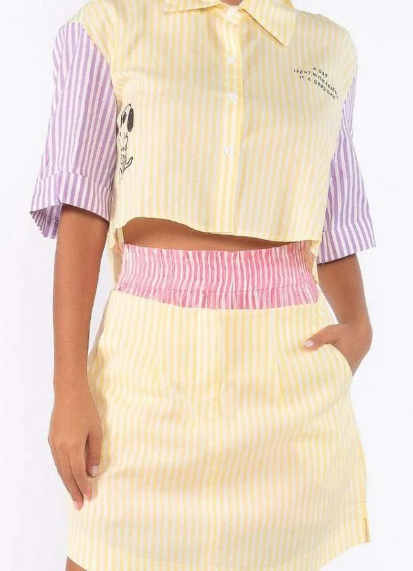 Lamis - Camisa Crooped Algodao Listrado Amarelo 2