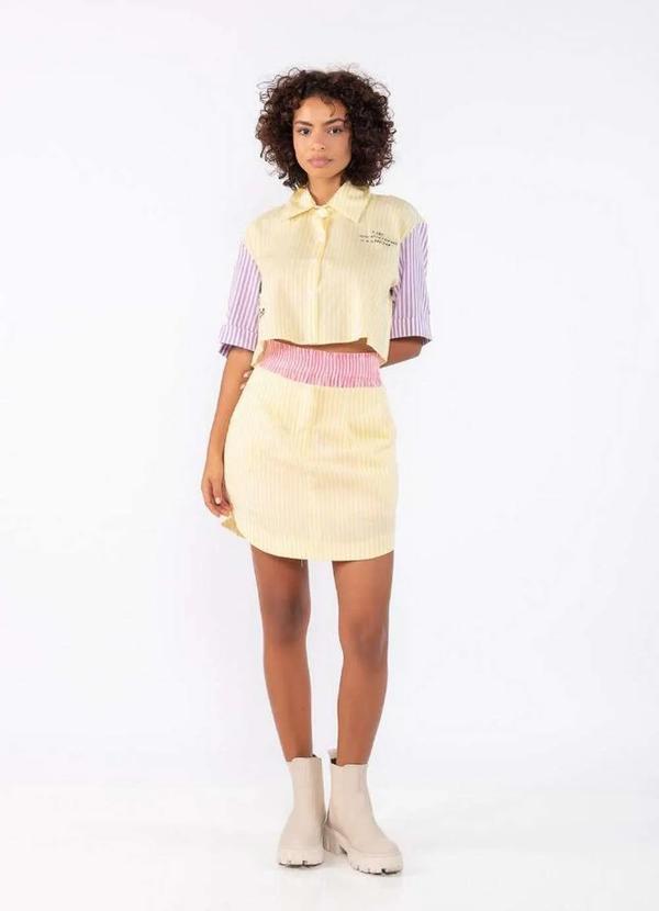Lamis - Camisa Crooped Algodao Listrado Amarelo 3