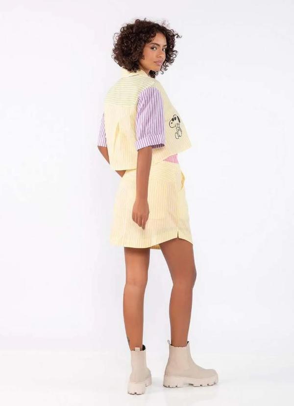 Lamis - Camisa Crooped Algodao Listrado Amarelo 4