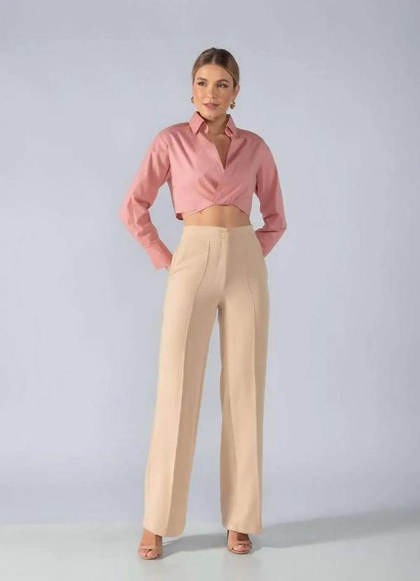 Lamis - Camisa Cropped Algodao Transpassada Rose