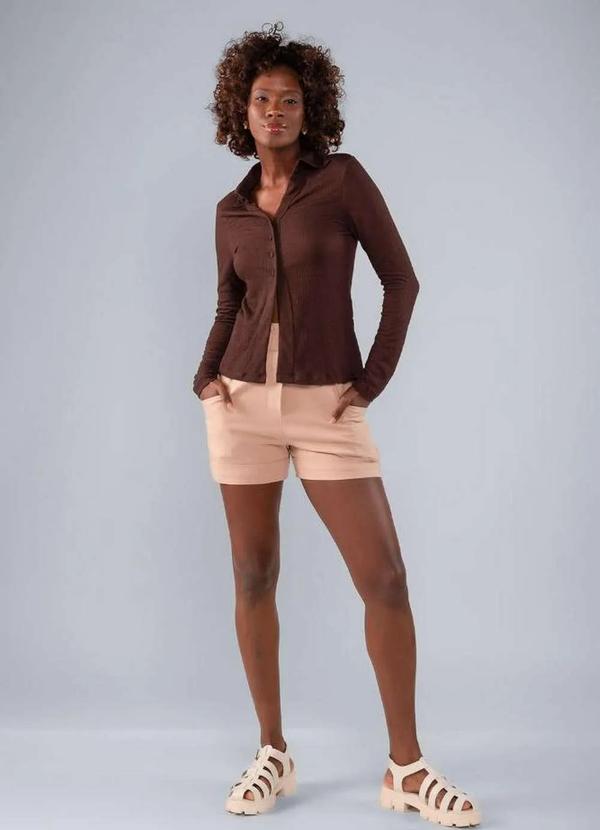 Lamis - Camisa Texturizada Manga Longa Botoes Encapado Marrom