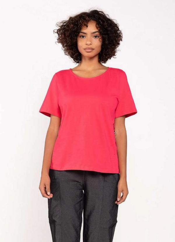 Lamis - T-Shirt Algodao Detalhe Corrente Lateral Rosa