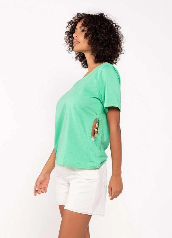 Lamis - T-Shirt Algodao Detalhe Corrente Lateral Verde 3