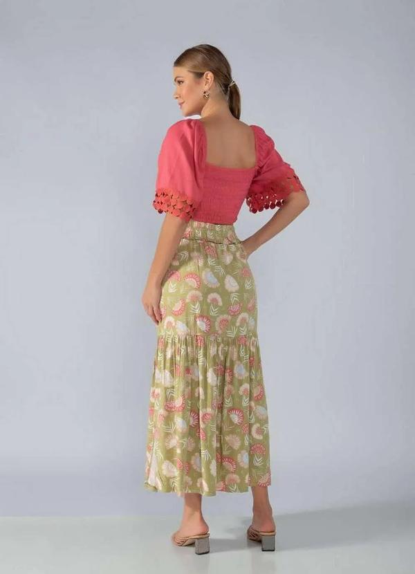 Lamis - Top Algodao no Frontal com Renda na Manga Rosa 4