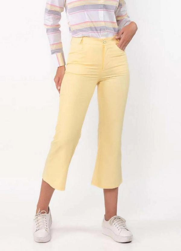 Lamis - Calca Capri Sarja Cintura Alta Amarelo 2