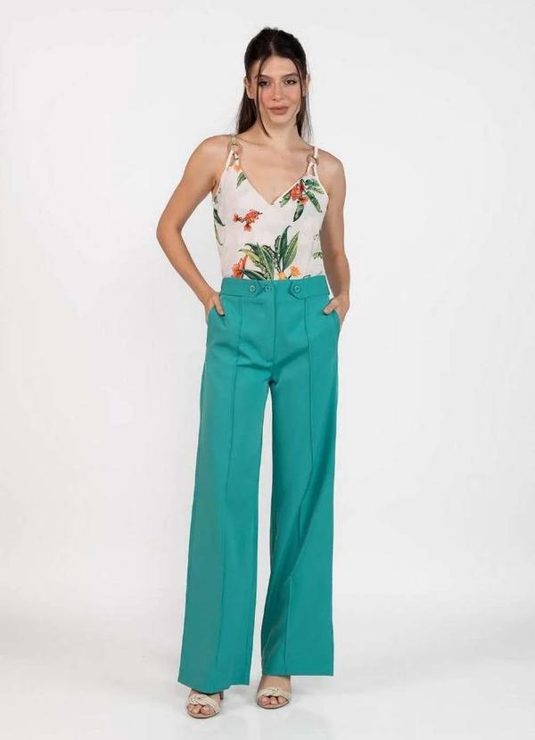 Lamis - Calca Pantalona Alfaiataria Lisa Verde