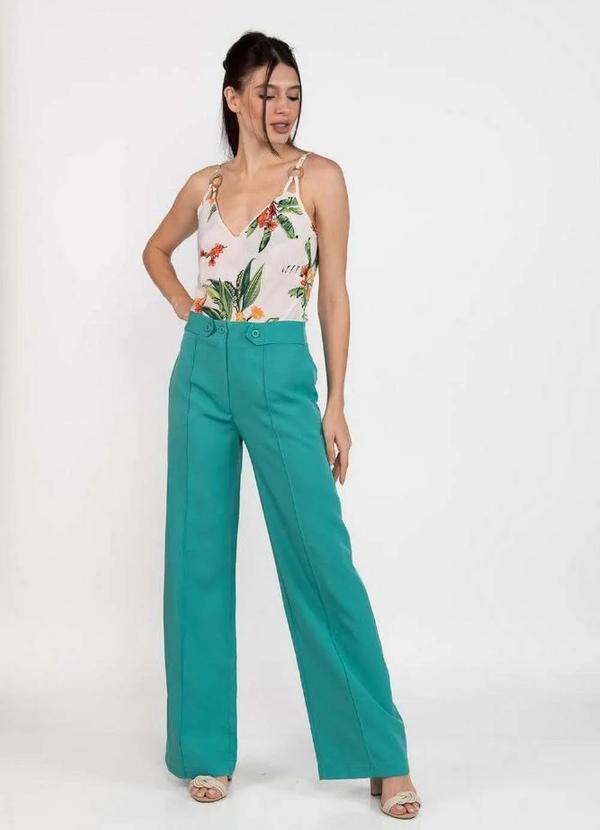 Lamis - Calca Pantalona Alfaiataria Lisa Verde 2