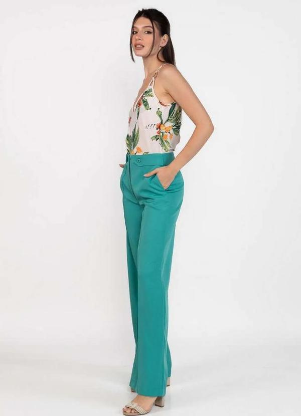 Lamis - Calca Pantalona Alfaiataria Lisa Verde 3