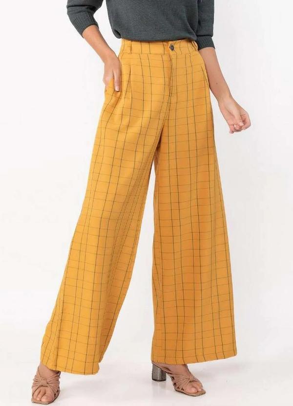 Lamis - Calca Pantalona Xadrez Amarelo