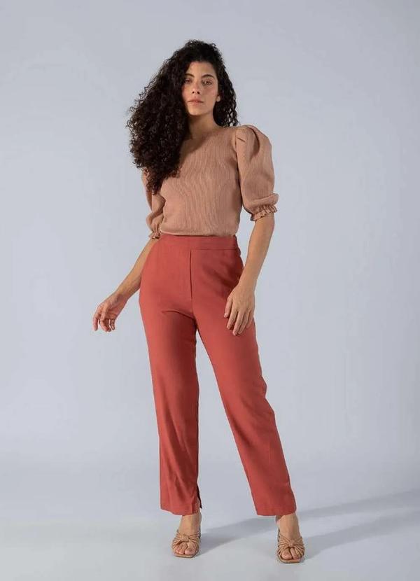 Lamis - Calca Reta em Viscose Ziper Lateral com Bolso Terra