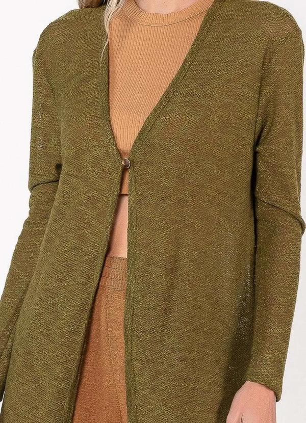 Lamis - Cardigan Longo Tricot Mesclado Verde