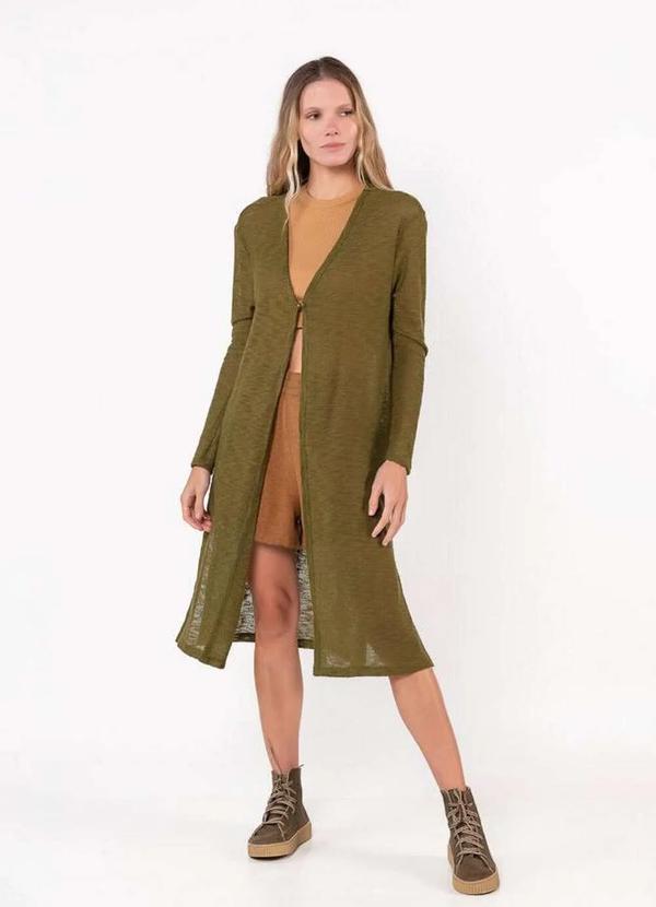 Lamis - Cardigan Longo Tricot Mesclado Verde 2
