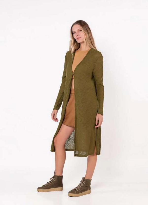 Lamis - Cardigan Longo Tricot Mesclado Verde 3