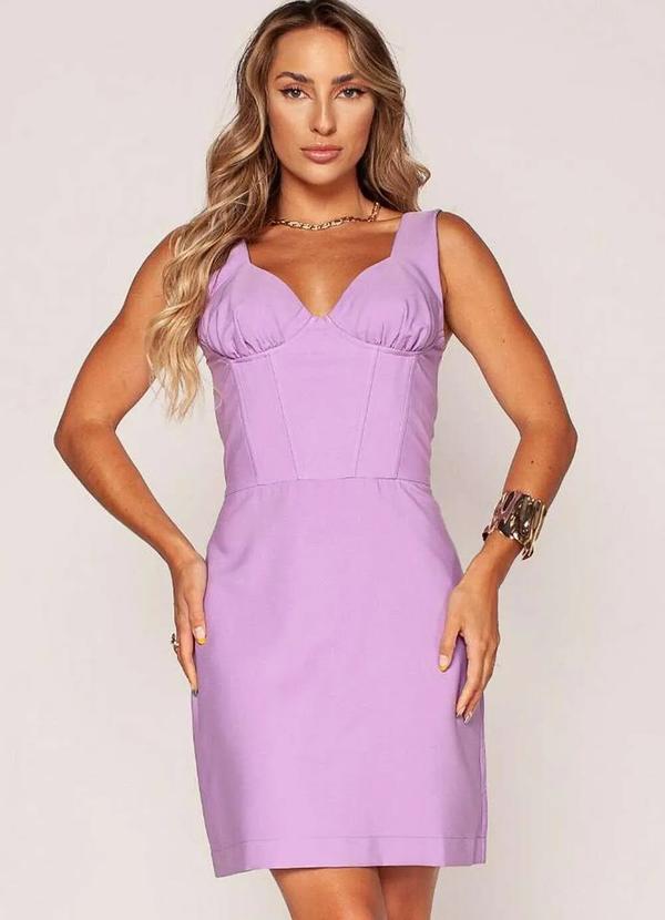 Lamis - Vestido Curto Alfaiataria Corselet Decotado Lilas