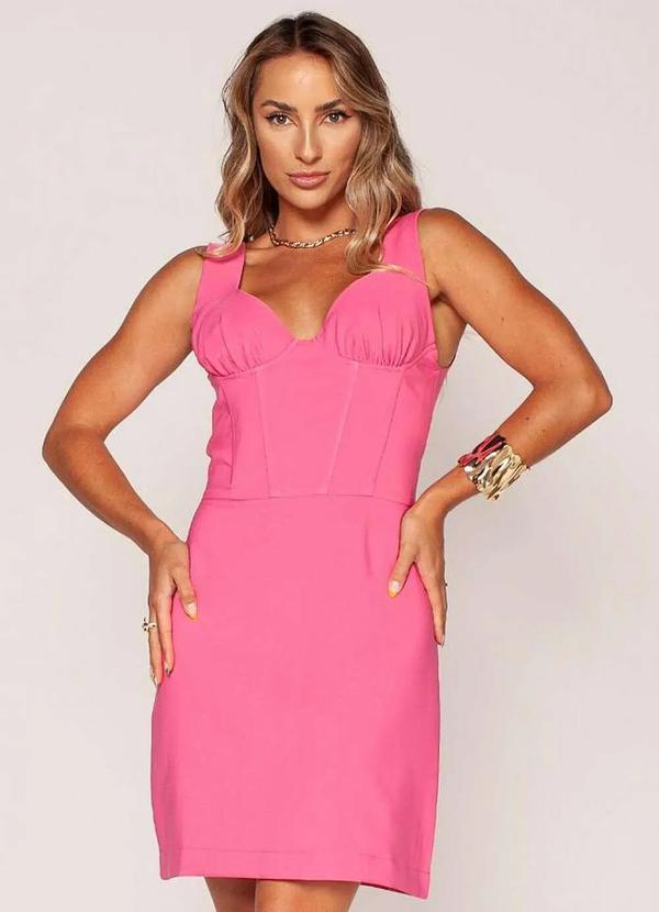 Lamis - Vestido Curto Alfaiataria Corselet Decotado Rosa 1