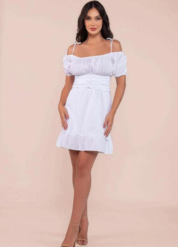 Lamis - Vestido Curto em Algodao Ombro a Ombro Branco