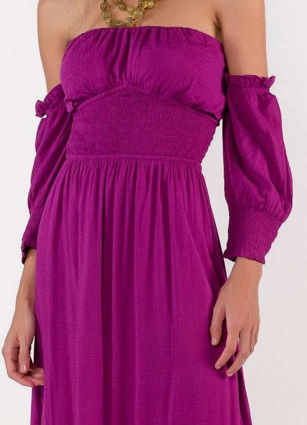 Lamis - Vestido Longo Ombro a Ombro Lastex Frontal Rosa Fucsia
