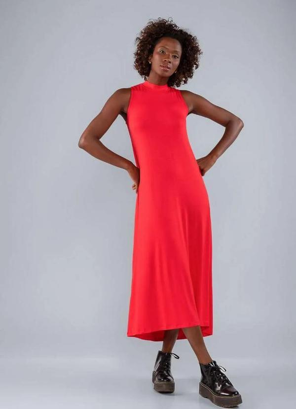 Lamis - Vestido Longuete em Malha Abertura Costas Vermelho 2
