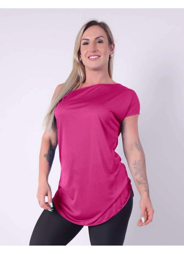 Fitmoda - Blusa Fitness Feminina Ombro So em Dry Fit Furadinho Rosa