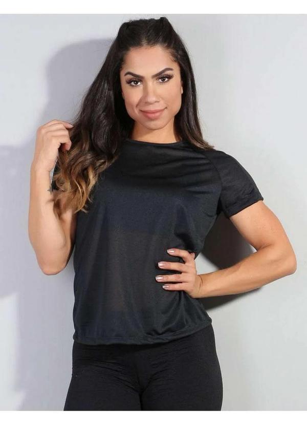 Fitmoda - Blusa para Academia Feminina em Dry Fit Furadinho Preto
