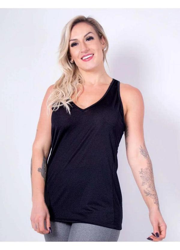 Fitmoda - Camiseta Regata de Academia em Dry Fit Seca Rapido Preto