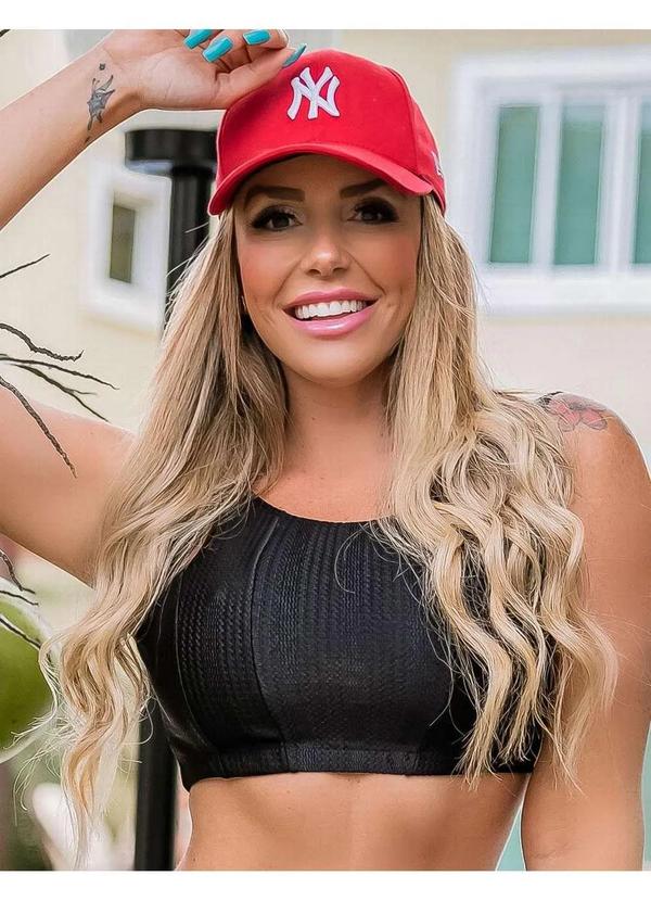 Fitmoda - Cropped Fitness Academia Texturizado sem Bojo Preto