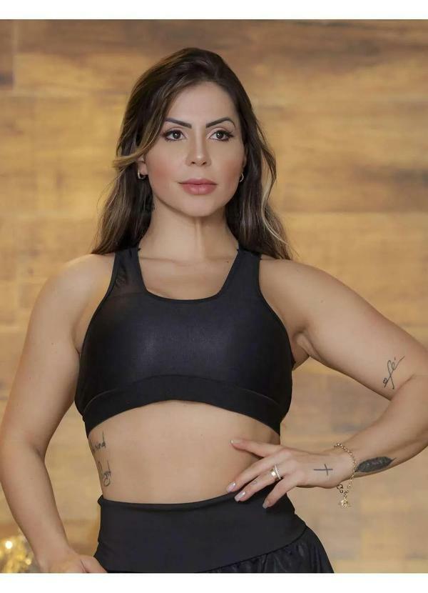 Fitmoda - Top Fitness Nadador Academia em Dry Fit com Bojo Removivel Preto