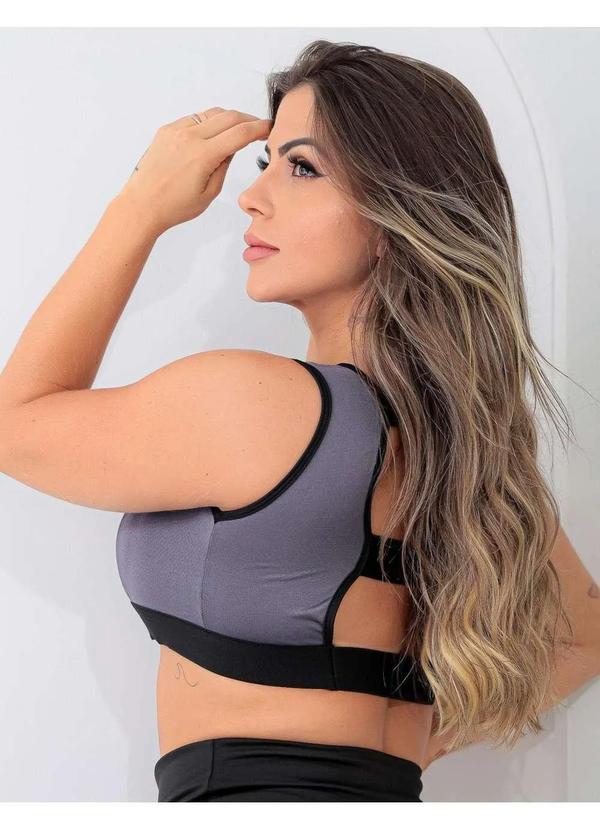 Fitmoda - Conjunto Feminino de Short Fitness e Top Academia Cinza 5