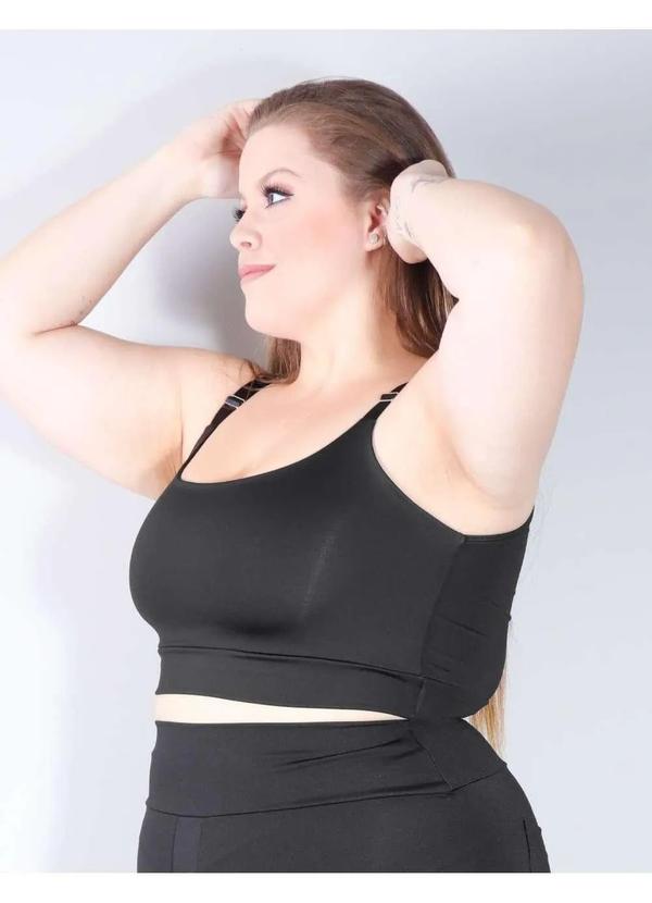 Fitmoda - Cropped Feminino Plus Size com Alcas Regulaveis Preto Preto 2
