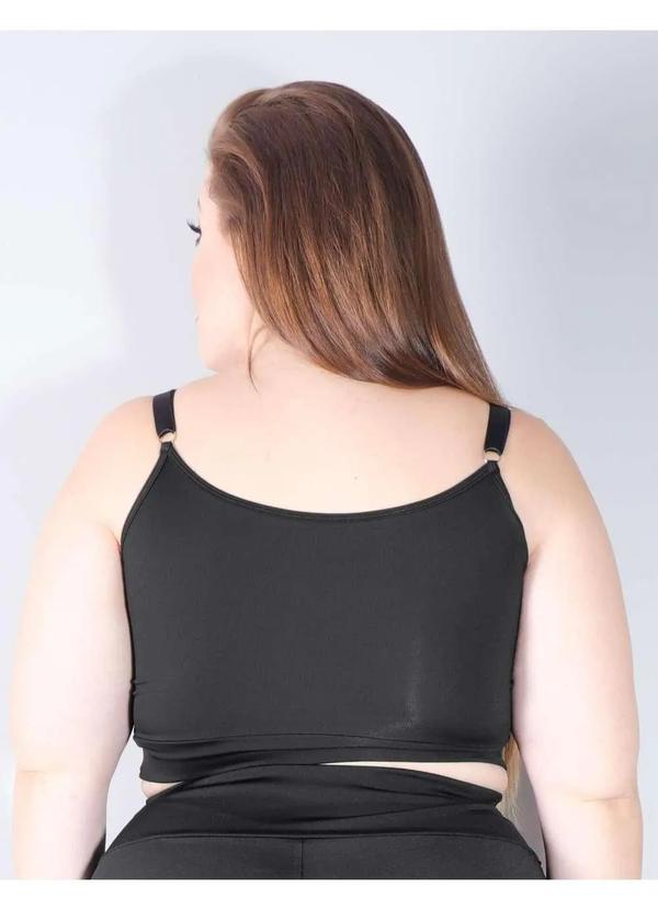 Fitmoda - Cropped Feminino Plus Size com Alcas Regulaveis Preto Preto 3