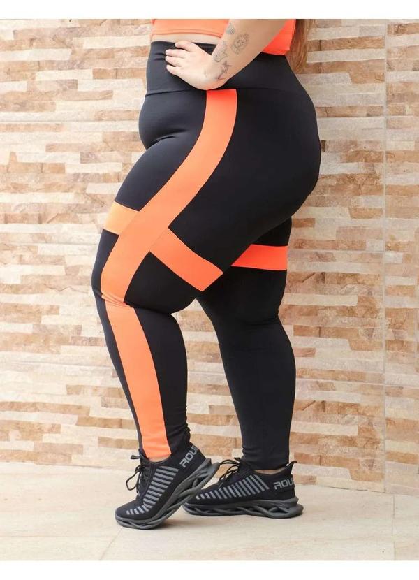 Fitmoda - Calca Fitness Plus Size com Recortes para Academia Preto