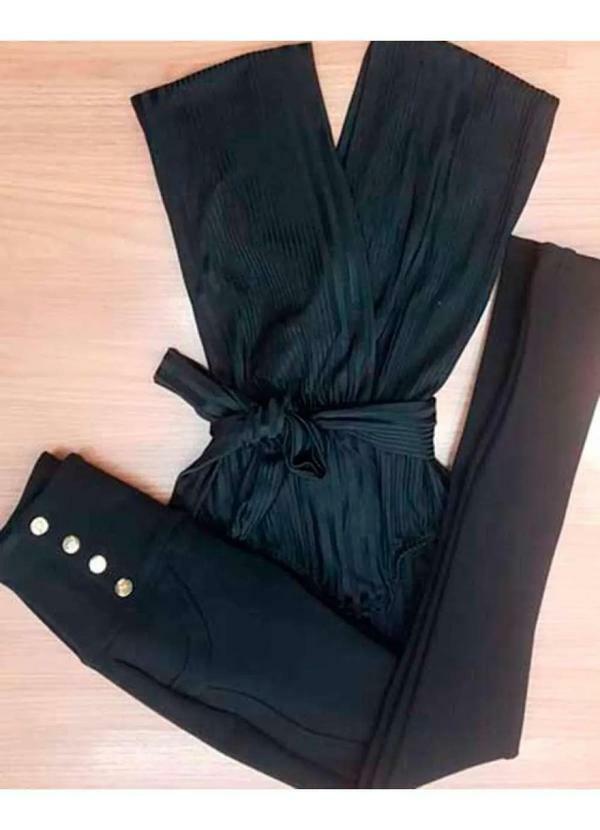 Miss Misses - Body Miss Misses Transpassado com Faixa Preto Preto