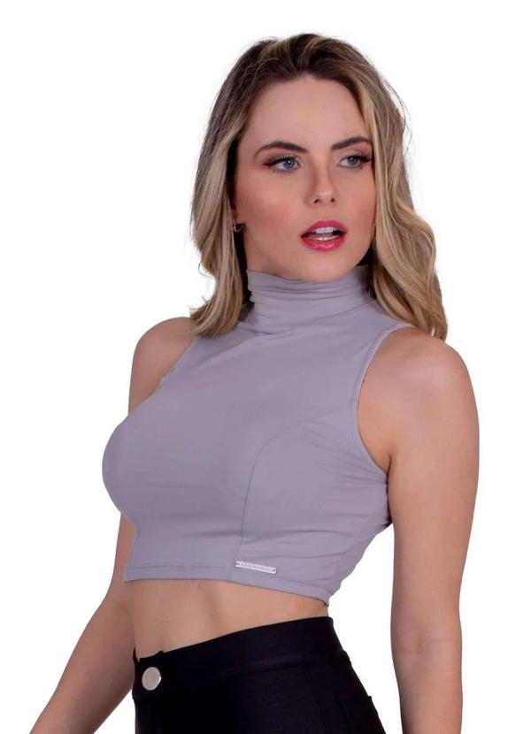 Limone - Cropped Limone Regata Gola Alta Cinza 02-393 Cinza