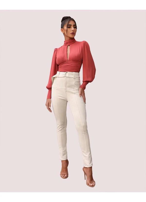 Dot Clothing - Calca Dot Clothing Suede Offwhite Branco