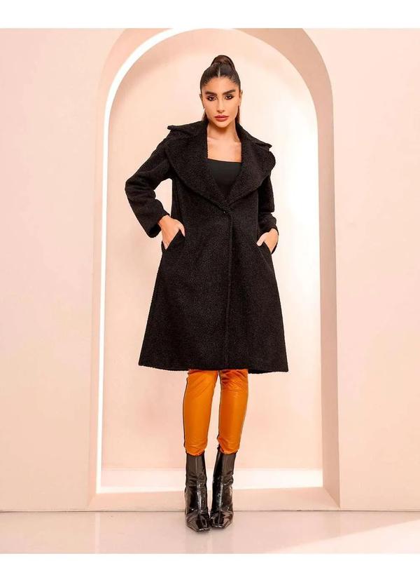 Dot Clothing - Casaco Dot Clothing Longo Preto Preto 7