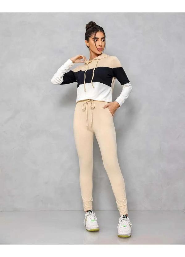 Dot Clothing - Conjunto Dot Clothing Moletinho Bege Amarelo