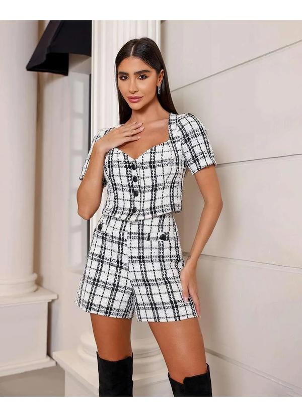 Dot Clothing - Conjunto Dot Clothing Tweed Offwhite Branco