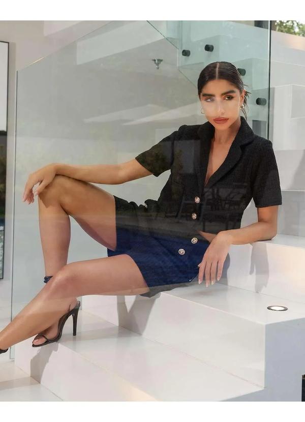 Dot Clothing - Conjunto Dot Clothing Tweed Preto Preto 5