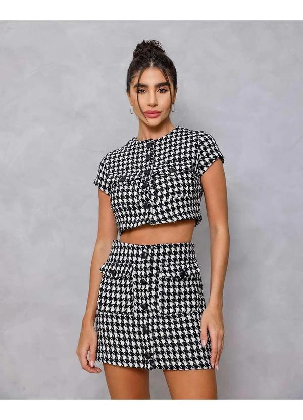 Dot Clothing - Conjunto Dot Clothing Tweed Preto Preto