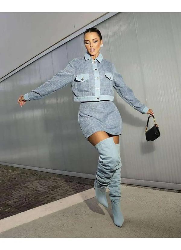 Alcance Jeans - Saia Alcance Tweed Shine Azul Azul 5