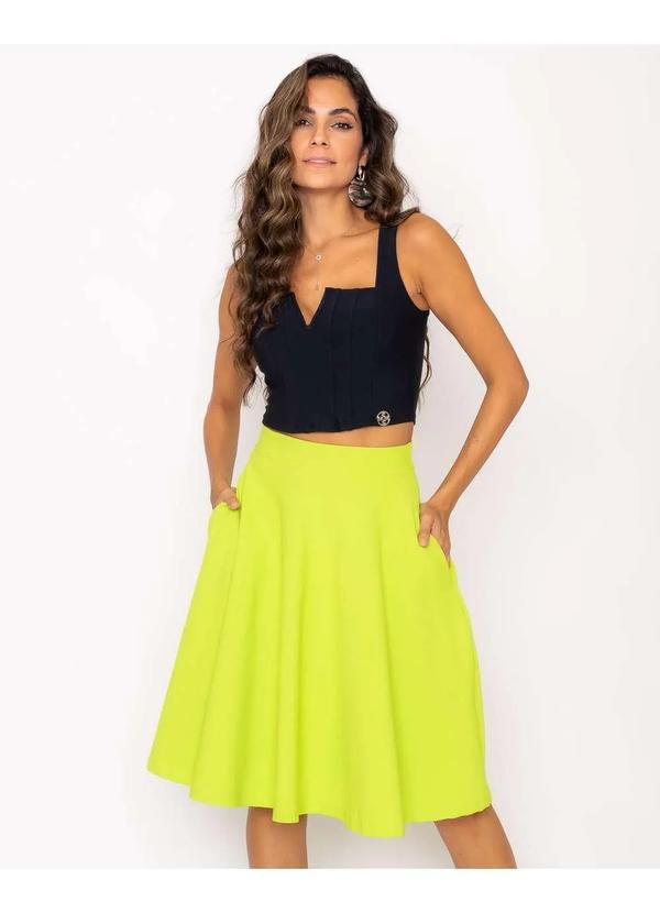 Miss Misses - Saia Miss Misses Midi Rodada Verde Neon Verde