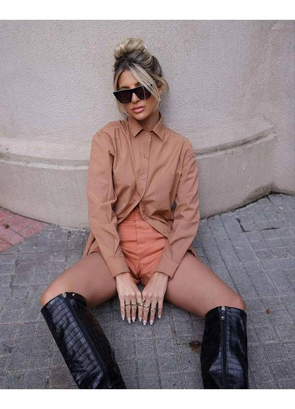 Dot Clothing - Shorts Dot Clothing Alfaiataria Caramelo Marrom 3