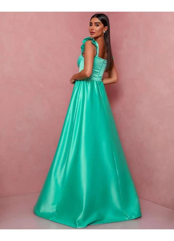 Dot Clothing - Vestido Dot Clothing Longo Cetim Verde Agua Verde 2