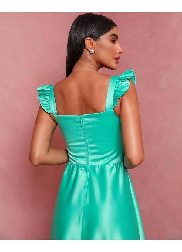 Dot Clothing - Vestido Dot Clothing Longo Cetim Verde Agua Verde 4