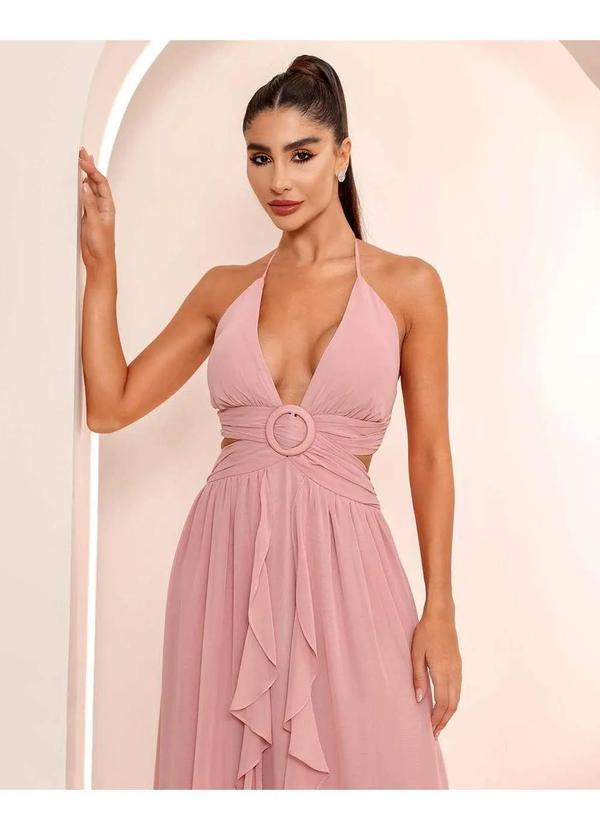 Dot Clothing - Vestido Dot Clothing Longo Fivela Rose Rosa 4