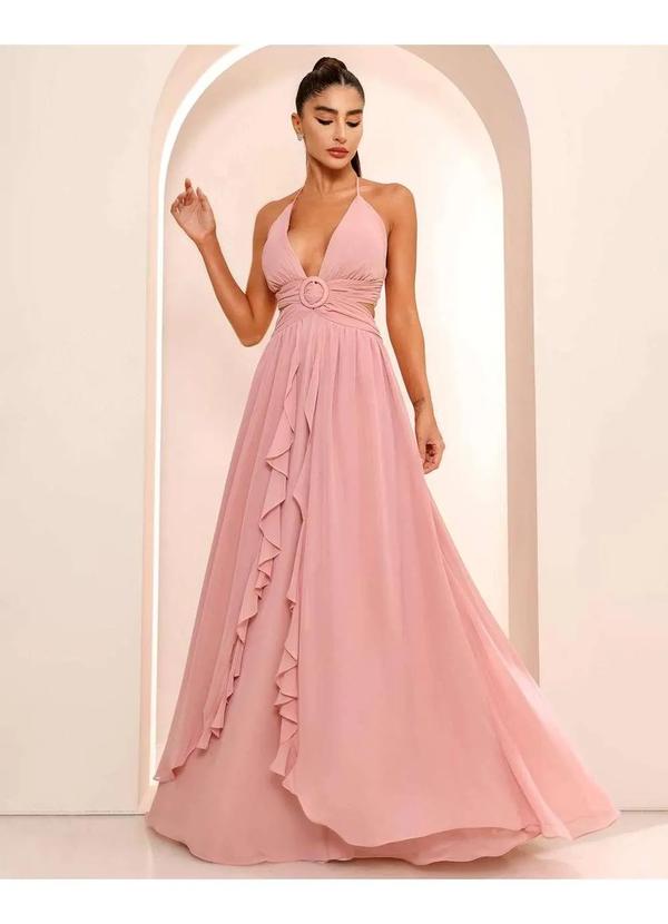 Dot Clothing - Vestido Dot Clothing Longo Fivela Rose Rosa 5