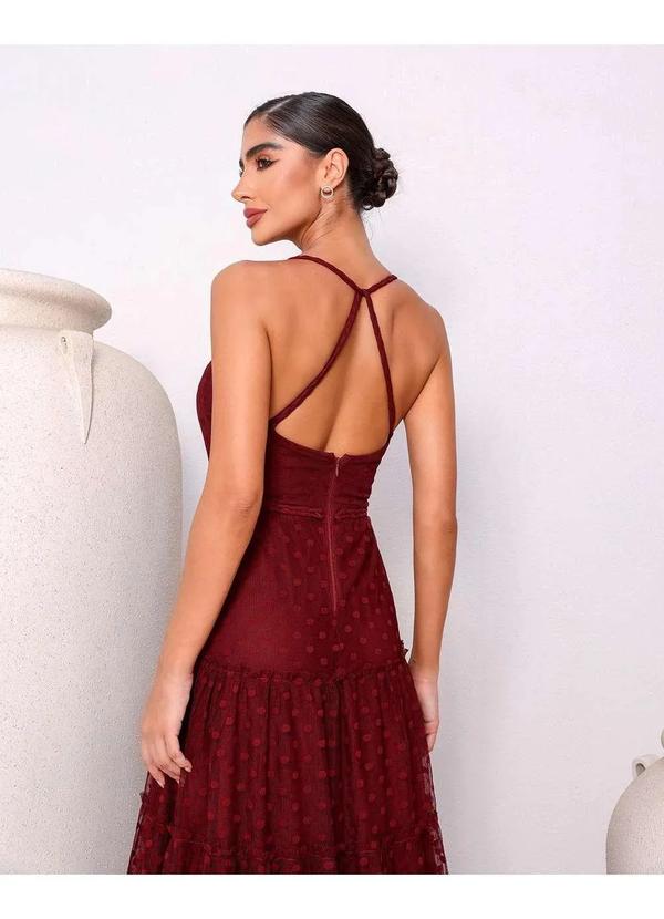 Dot Clothing - Vestido Dot Clothing Longo Tule Poa Bordo Verde 4